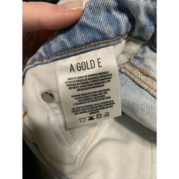 Agolde authentic A068 E773 solid light blue denim jean distressed mini skirt 23 - Picture 7 of 8